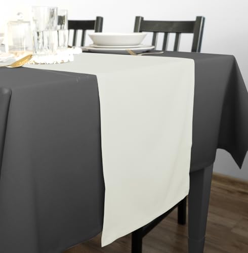Rollmayer Hochwertiger Tischläufer Tischwäsche Uni einfarbig Pflegeleicht Kollektion Vivid, Farbe & Größe wählbar (Ecru 2, 30x100cm) von Rollmayer