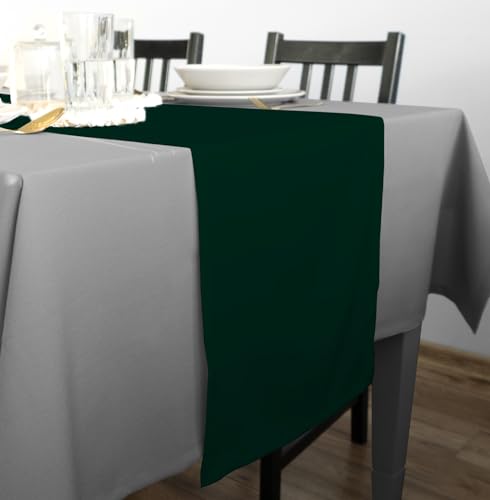 Rollmayer Hochwertiger Tischläufer Tischwäsche Uni einfarbig Pflegeleicht Kollektion Vivid, Farbe & Größe wählbar 21 Farben zur Auswahl, Produkt für den täglichen Gebrauch (Flaschengrün 26, 40x180cm) von Rollmayer