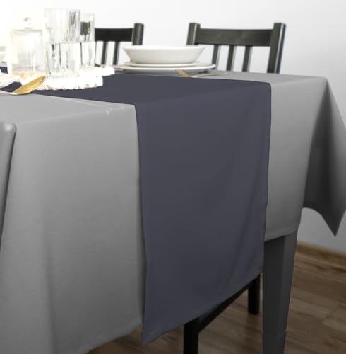 Rollmayer Hochwertiger Tischläufer Tischwäsche Uni einfarbig Pflegeleicht Kollektion Vivid, Farbe & Größe wählbar (Grafit 33, 40x180cm) von Rollmayer