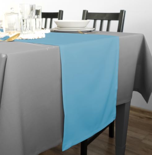 Rollmayer Hochwertiger Tischläufer Tischwäsche Uni einfarbig Pflegeleicht Kollektion Vivid, Farbe & Größe wählbar 21 Farben zur Auswahl, Produkt für den täglichen Gebrauch (Himmelblau 14, 40x300cm) von Rollmayer