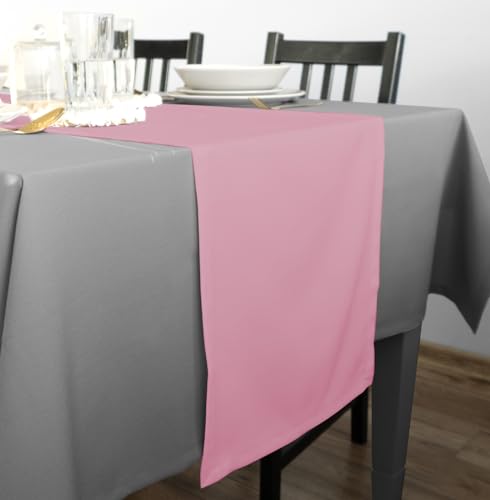 Rollmayer Hochwertiger Tischläufer Tischwäsche Uni einfarbig Pflegeleicht Kollektion Vivid, Farbe & Größe wählbar 21 Farben zur Auswahl, Produkt für den täglichen Gebrauch (Puderrosa 10, 40x300cm) von Rollmayer
