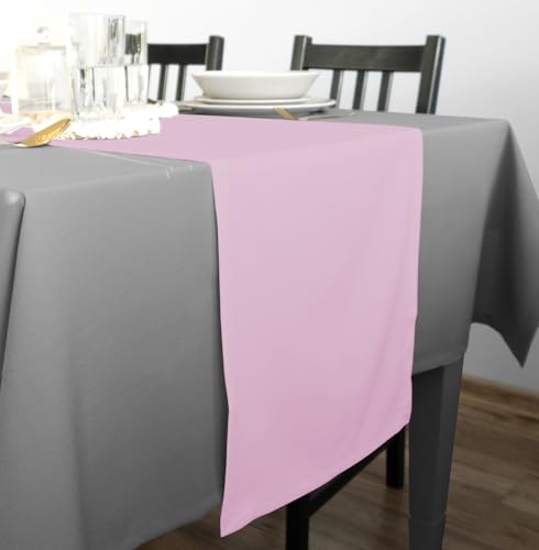 Rollmayer Hochwertiger Tischläufer Tischwäsche Uni einfarbig Pflegeleicht Kollektion Vivid, Farbe & Größe wählbar (Pastellrosa 50, 40x140cm) von Rollmayer
