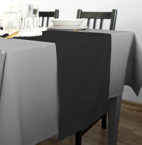 Rollmayer Hochwertiger Tischläufer Tischwäsche Uni einfarbig Pflegeleicht Kollektion Vivid, Farbe & Größe wählbar 21 Farben zur Auswahl, Produkt für den täglichen Gebrauch (Schwarz 34, 30x100cm) von Rollmayer