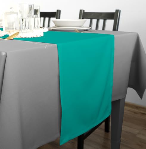 Rollmayer Hochwertiger Tischläufer Tischwäsche Uni einfarbig Pflegeleicht Kollektion Vivid, Farbe & Größe wählbar 21 Farben zur Auswahl, Produkt für den täglichen Gebrauch (Türkis 17, 40x250cm) von Rollmayer