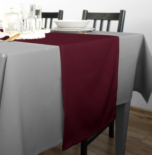 Rollmayer Hochwertiger Tischläufer Tischwäsche Uni einfarbig Pflegeleicht Kollektion Vivid, Farbe & Größe wählbar (Weinrot 13, 40x120cm) von Rollmayer