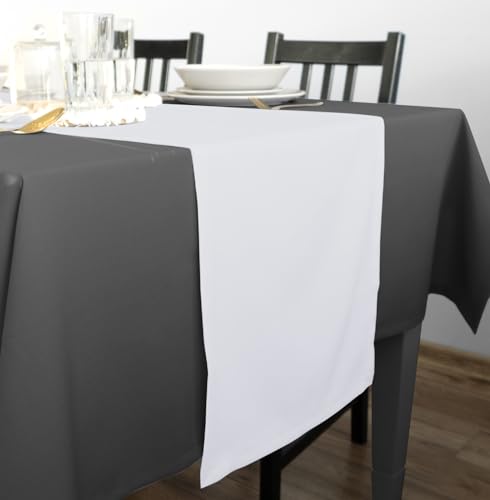 Rollmayer Hochwertiger Tischläufer Tischwäsche Uni einfarbig Pflegeleicht Kollektion Vivid, Farbe & Größe wählbar (Weiß 1, 40x250cm) von Rollmayer