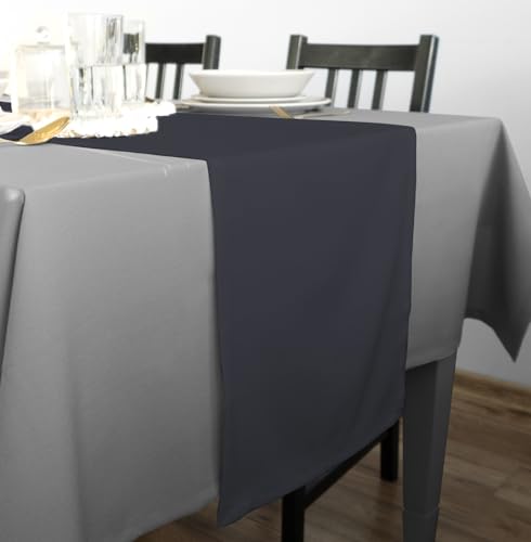 Rollmayer Hochwertiger Tischläufer Tischwäsche Uni einfarbig Pflegeleicht Kollektion Vivid, Farbe & Größe wählbar (Dunkel Grafit 61, 40x120cm) von Rollmayer
