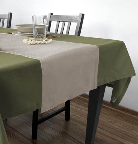 Rollmayer Hochwertiger Tischläufer Uni einfarbig Pflegeleicht Kollektion Velvet, Farbe & Größe wählbar (Beige 104, 40x180cm) von Rollmayer