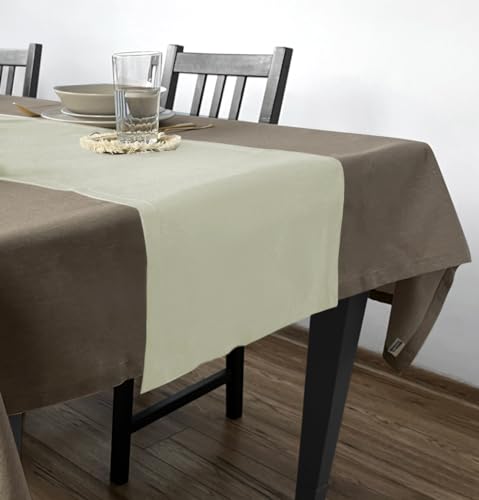 Rollmayer Hochwertiger Tischläufer Tischwäsche Uni einfarbig Pflegeleicht Kollektion Velvet, Farbe & Größe wählbar (Creme 163, 40x180cm) von Rollmayer