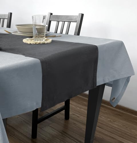 Rollmayer Hochwertiger Tischläufer Uni einfarbig Pflegeleicht Kollektion Velvet, Farbe & Größe wählbar (Grafit 219, 40x250cm) von Rollmayer