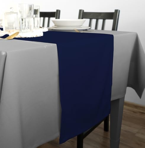 Rollmayer Hochwertiger Tischläufer Tischwäsche Uni einfarbig Pflegeleicht Kollektion Vivid, Farbe & Größe wählbar (Dunkel Blau 16, 30x100cm) von Rollmayer