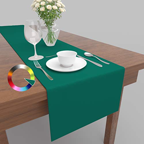 Rollmayer Hochwertiger Tischläufer Tischwäsche Uni einfarbig Pflegeleicht Kollektion Vivid, Farbe & Größe wählbar (Smaragdgrün 46, 40x120cm) von Rollmayer