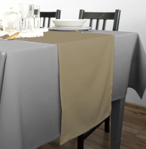 Rollmayer Hochwertiger Tischwäsche Tischdecke Uni einfarbig Pflegeleicht Kollektion Vivid, Farbe & Größe wählbar (Beige 3, 30x80cm) von Rollmayer