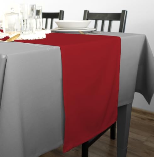 Rollmayer Hochwertiger Tischwäsche Tischdecke Uni einfarbig Pflegeleicht Kollektion Vivid, Farbe & Größe wählbar (Rot 12, 40x140cm) von Rollmayer