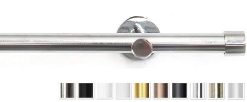 Rollmayer Moderne Gardinenstange Ø 19mm glänzend, Chrom/Weiß/Schwarz (520cm chrom rohr, 1-läufig, mit Crux) Wandbefestigung Ohne Ringe! von Rollmayer