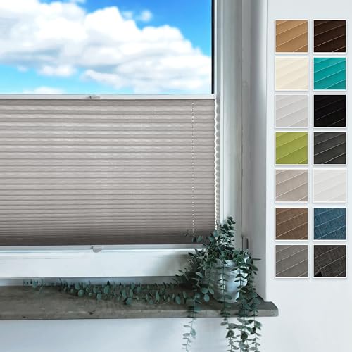 Rollmayer Plissee mit Bohren, Plisseerollo Faltrollo Sichtschutz und Sonnenschutz für Fenster und Tür Premiumqualität Falte für Zuhause, 3 Kollektionen(Binco Grau,B100cm x H120cm) von Rollmayer