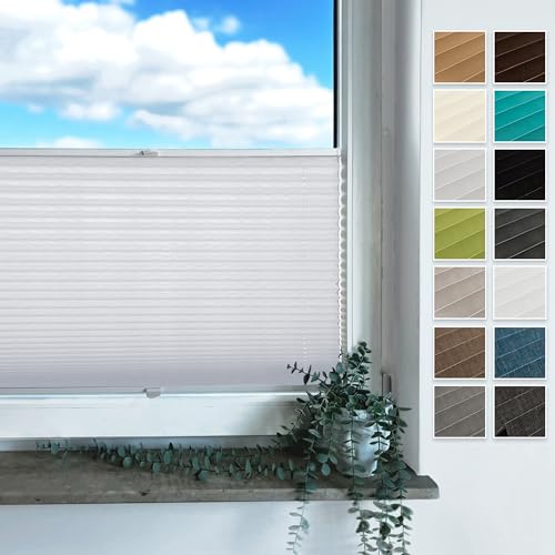 Rollmayer Plissee mit Bohren, Plisseerollo Faltrollo Sichtschutz und Sonnenschutz für Fenster und Tür Premiumqualität Falte für Zuhause, 3 Kollektionen(Binco Weiß,B65cm x H120cm) von Rollmayer