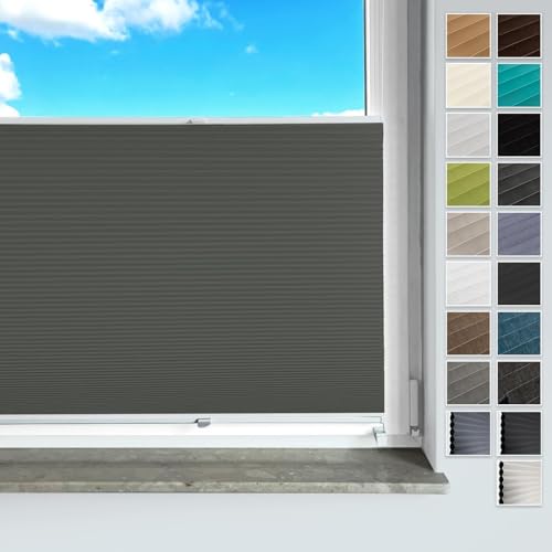 Rollmayer Plissee ohne Bohren, Klemmträger Plisseerollo Faltrollo Sichtschutz und Sonnenschutz für Fenster und Tür (Waben Dunkelgrün,B135cm x H200cm) von Rollmayer