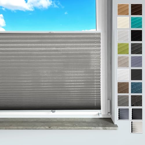 Rollmayer Plissee ohne Bohren, mit Klemmträger Plisseerollo Faltrollo Sichtschutz und Sonnenschutz für Fenster und Tür Premiumqualität Falte für Zuhause, 3 Kollektionen(Vigo Grau,B150cm x H150cm) Rollmayer Plissee ohne Bohren, mit Klemmträger Plisseerollo Faltrollo Sichtschutz und Sonnenschutz für Fenster und Tür Premiumqualität Falte für Zuhause, 3 Kollektionen(Vigo Grau,B150cm x H150cm) von Rollmayer