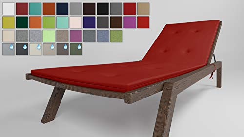 Rollmayer Sitzkissen für Sonnenliege mit Steppung Auflage Polster für Gartenliege Liegestuhl Strandliege Kollektion Vivid (Rot 12, 190x54x4cm - 1 Stück) von Rollmayer