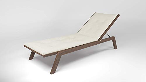 Rollmayer Sitzkissen wasserdicht und regenfest für Sonnenliege mit Steppung Auflage Polster für Gartenliege Liegestuhl Strandliege Kollektion Velvet (Creme 163, 190x54x4cm - 1 Stück) von Rollmayer