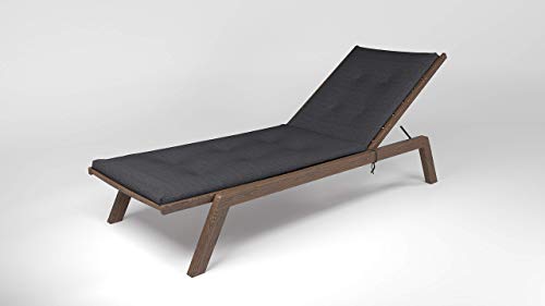 Rollmayer Sitzkissen wasserdicht und regenfest für Sonnenliege mit Steppung Auflage Polster für Gartenliege Liegestuhl Strandliege Kollektion Velvet (Grafit 219, 190x54x4cm - 1 Stück) von Rollmayer