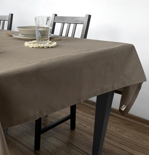 Rollmayer Tischdecke Tischtuch Tischwäsche Gastronomie Kollektion Velvet Uni einfarbig pflegeleicht waschbar (Braun 273, 120x160cm) von Rollmayer