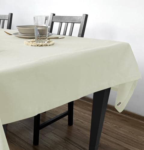 Rollmayer Tischdecke Tischtuch Tischwäsche Gastronomie Kollektion Velvet Uni einfarbig pflegeleicht waschbar (Creme 163, 120x220cm) von Rollmayer