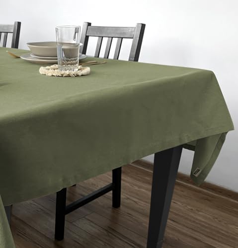 Rollmayer Tischdecke Tischtuch Tischwäsche Gastronomie Kollektion Velvet Uni einfarbig pflegeleicht waschbar (Olivgrün 21, 140x250cm) von Rollmayer