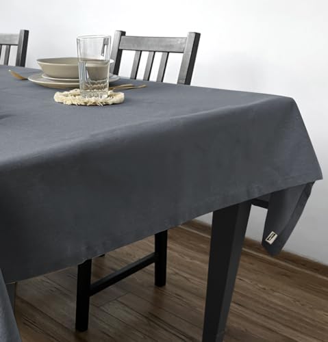 Rollmayer Tischdecke Tischtuch Tischwäsche Gastronomie Kollektion Velvet Uni einfarbig pflegeleicht waschbar (Grafit 219, 140x200cm) von Rollmayer