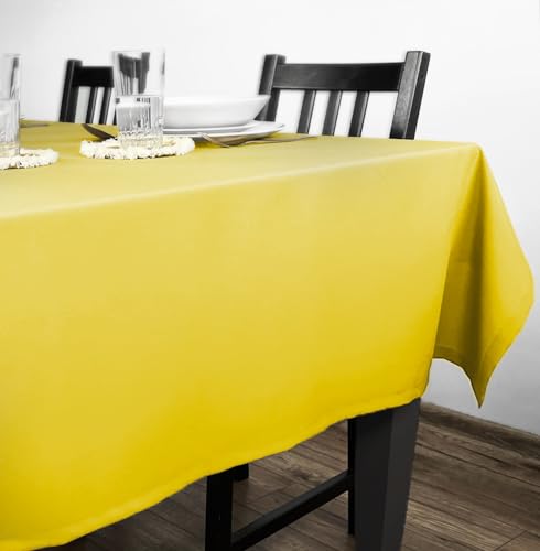Rollmayer Tischdecke Tischtuch Tischwäsche Gastronomie Kollektion Vivid Uni einfarbig pflegeleicht waschbar 21 Farben zur Auswahl, Produkt für den täglichen Gebrauch(Gelb 5, 140x200cm) von Rollmayer