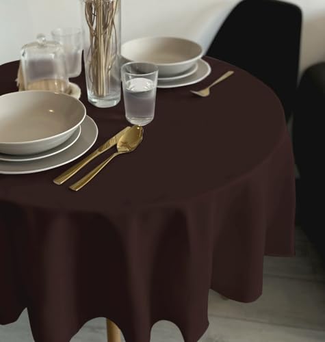 Rollmayer Tischdecke Tischtuch Tischwäsche Gastronomie Kollektion Vivid Uni einfarbig pflegeleicht waschbar 21 Farben zur Auswahl, Produkt für den täglichen Gebrauch(Braun 28, Rund Ø 100cm) von Rollmayer