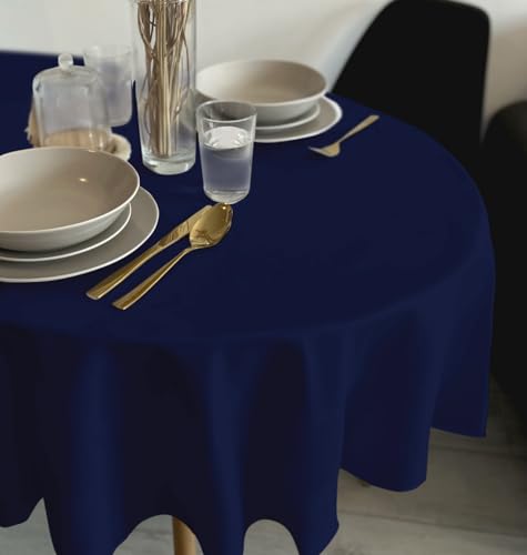 Rollmayer Tischdecke Tischtuch Tischwäsche Gastronomie Kollektion Vivid Uni einfarbig pflegeleicht waschbar(Dunkel Blau 16, Oval 120x220cm) von Rollmayer