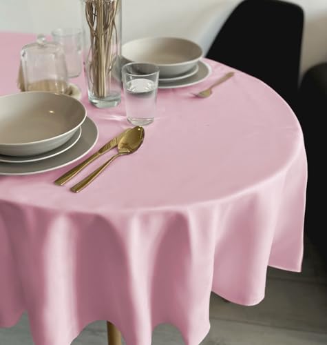 Rollmayer Tischdecke Tischtuch Tischwäsche Gastronomie Kollektion Vivid Uni einfarbig pflegeleicht waschbar 21 Farben zur Auswahl, Produkt für den täglichen Gebrauch(Puderrosa 10, Oval 120x220cm) von Rollmayer