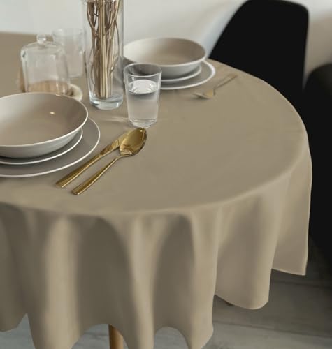 Rollmayer Tischdecke Tischtuch Tischwäsche Gastronomie Kollektion Vivid Uni einfarbig pflegeleicht waschbar(Beige 3, Oval 120x180cm) von Rollmayer