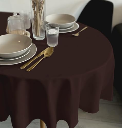 Rollmayer Tischdecke Tischtuch Tischwäsche Gastronomie Kollektion Vivid Uni einfarbig pflegeleicht waschbar 21 Farben zur Auswahl, Produkt für den täglichen Gebrauch(Braun 28, Oval 140x220cm) von Rollmayer