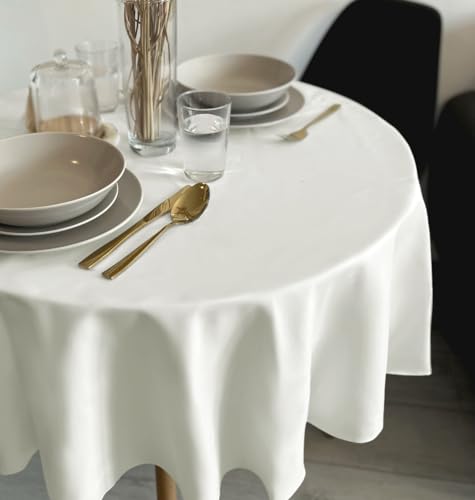 Rollmayer Tischdecke Tischtuch Tischwäsche Gastronomie Kollektion Vivid Uni einfarbig pflegeleicht waschbar 21 Farben zur Auswahl, Produkt für den täglichen Gebrauch(Ecru 2, Rund Ø 140cm) von Rollmayer