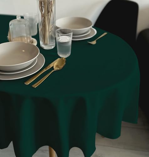 Rollmayer Tischdecke Tischtuch Tischwäsche Gastronomie Kollektion Vivid Uni einfarbig pflegeleicht waschbar 21 Farben zur Auswahl, Produkt für den täglichen Gebrauch (Flaschengrün 26, Oval 140x180cm) von Rollmayer
