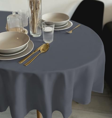 Rollmayer Tischdecke Tischtuch Tischwäsche Gastronomie Kollektion Vivid Uni einfarbig pflegeleicht waschbar(Grafit 33, Oval 120x180cm) von Rollmayer