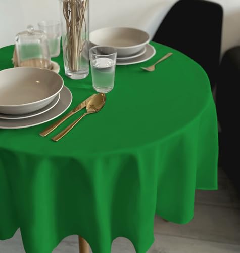 Rollmayer Tischdecke Tischtuch Tischwäsche Gastronomie Kollektion Vivid Uni einfarbig pflegeleicht waschbar zur Auswahl, Produkt für den täglichen Gebrauch (Grün 25, Rund Ø 120cm) von Rollmayer