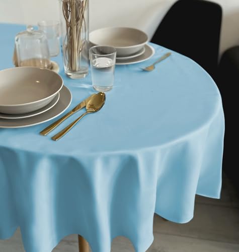 Rollmayer Tischdecke Tischtuch Tischwäsche Gastronomie Kollektion Vivid Uni einfarbig pflegeleicht waschbar zur Auswahl, Produkt für den täglichen Gebrauch(Himmelblau 14, Oval 140x220cm) von Rollmayer