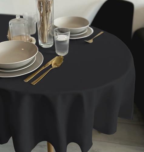 Rollmayer Tischdecke Tischtuch Tischwäsche Gastronomie Kollektion Vivid Uni einfarbig pflegeleicht waschbar zur Auswahl, Produkt für den täglichen Gebrauch(Schwarz 34, Oval 120x180cm) von Rollmayer