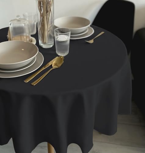 Rollmayer Tischdecke Tischtuch Tischwäsche Gastronomie Kollektion Vivid Uni einfarbig pflegeleicht waschbar 21 Farben zur Auswahl, Produkt für den täglichen Gebrauch(Schwarz 34, Rund Ø 100cm) von Rollmayer