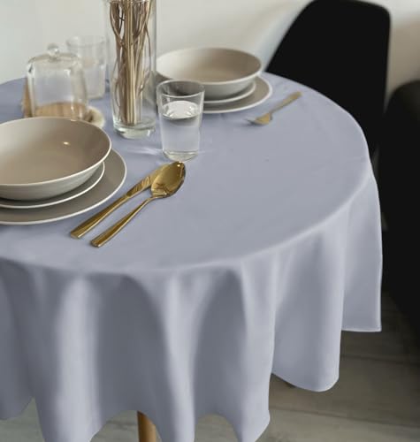 Rollmayer Tischdecke Tischtuch Tischwäsche Gastronomie Kollektion Vivid Uni einfarbig pflegeleicht waschbar 21 Farben zur Auswahl, Produkt für den täglichen Gebrauch(Silbergrau 31, Rund Ø 120cm) von Rollmayer
