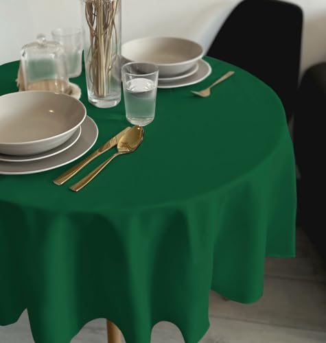 Rollmayer Tischdecke Tischtuch Tischwäsche Gastronomie Kollektion Vivid Uni einfarbig pflegeleicht waschbar zur Auswahl, Produkt für den täglichen Gebrauch(Smaragdgrün 46, Rund Ø 140cm) von Rollmayer