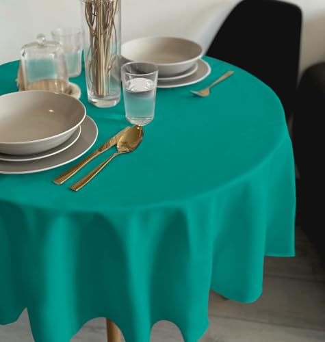 Rollmayer Tischdecke Tischtuch Tischwäsche Gastronomie Kollektion Vivid Uni einfarbig pflegeleicht waschbar 21 Farben zur Auswahl, Produkt für den täglichen Gebrauch(Türkis 17, Rund Ø 140cm) von Rollmayer