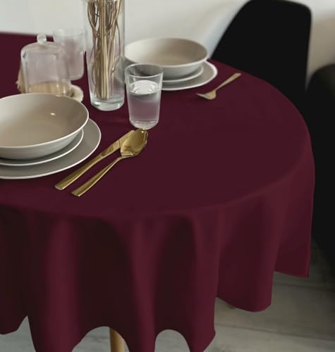 Rollmayer Tischdecke Tischtuch Tischwäsche Gastronomie Kollektion Vivid Uni einfarbig pflegeleicht waschbar 21 Farben zur Auswahl, Produkt für den täglichen Gebrauch(Weinrot 13, Oval 120x220cm) von Rollmayer