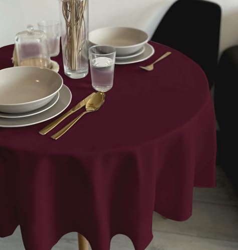 Rollmayer Tischdecke Tischtuch Tischwäsche Gastronomie Kollektion Vivid Uni einfarbig pflegeleicht waschbar 21 Farben zur Auswahl, Produkt für den täglichen Gebrauch(Weinrot 13, Rund Ø 140cm) von Rollmayer