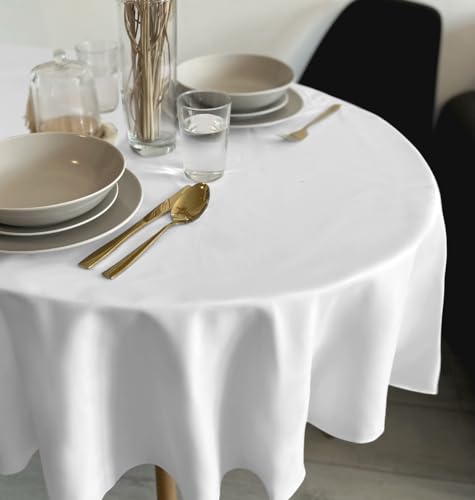 Rollmayer Tischdecke Tischtuch Tischwäsche Gastronomie Kollektion Vivid Uni einfarbig pflegeleicht waschbar zur Auswahl, Produkt für den täglichen Gebrauch(Weiß 1, Oval 120x260cm) von Rollmayer