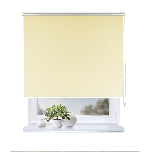 Rollmayer Verdunklungsrollo Thermorollo mit Bohren, Seitenzugrollo Thermo Rollo fur Fenster und Tur (Thermo-Creme,145x220 cm (BxH)) von Rollmayer